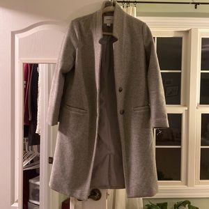 Lightly worn gray knee length overcoat